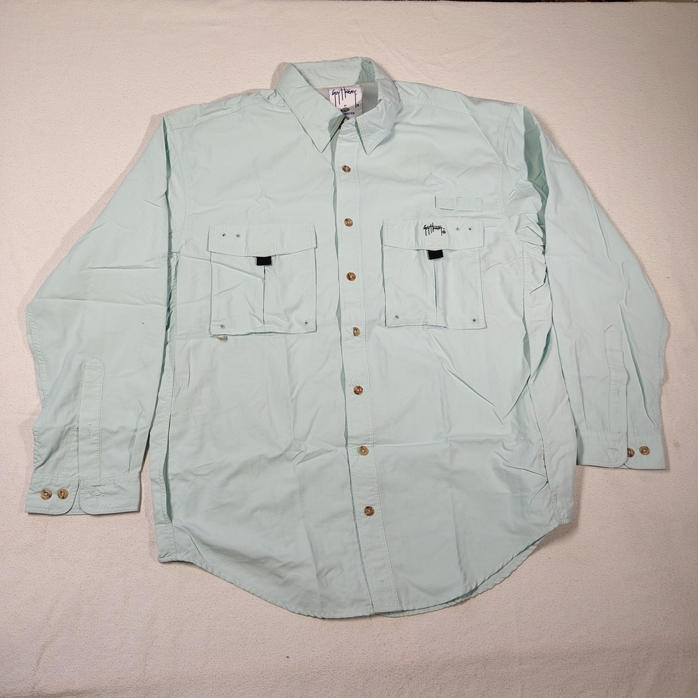 Aftco Guy Harvey Fishing Shirt Mens Large Blue Nylon Performance Redfish Graphic